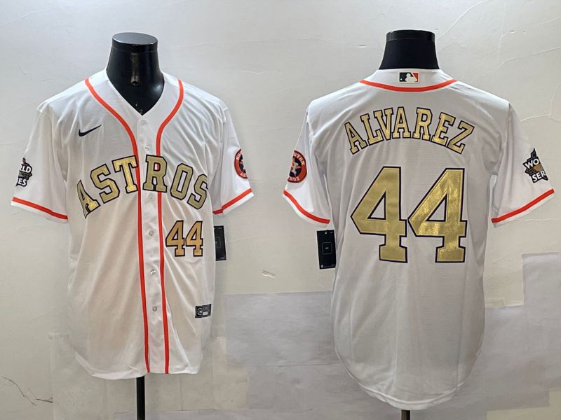 Men Houston Astros #44 Alvarez White Gold Game 2025 Nike MLB Jersey style 4